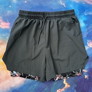 Men’s Nascar Graphic 2-in-1 Shorts Gray Size Small